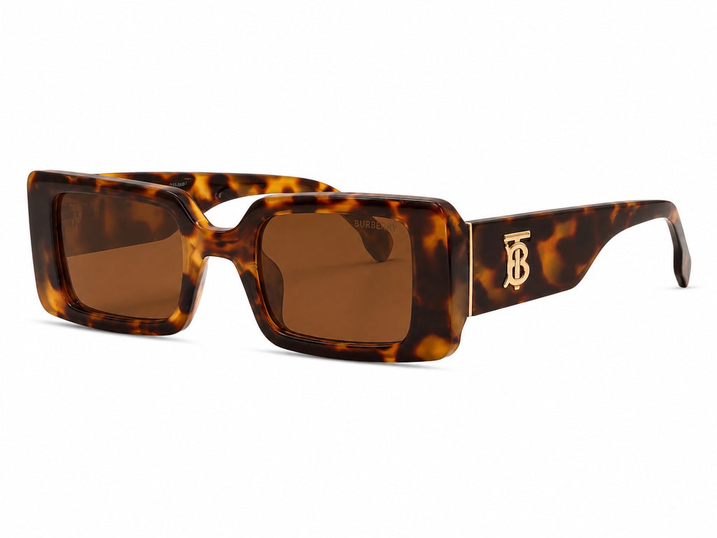 Burberry TB Rectangle Sunglasses - Brown Tortoise / Gold