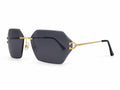 Cartier Rimless Geometric Sunglasses - Gold / Grey