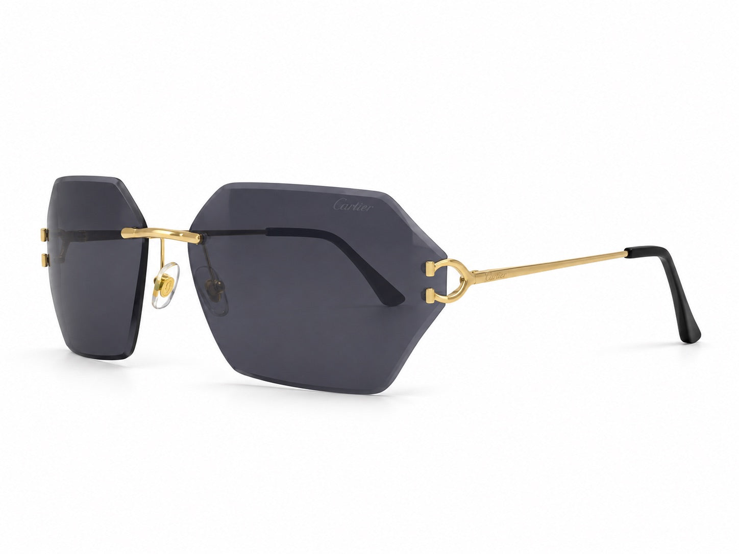 Cartier Rimless Geometric Sunglasses - Gold / Grey