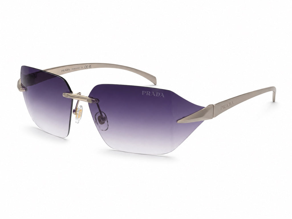 Prada Rimless Shield Sunglasses - Purple Gradient / Gold