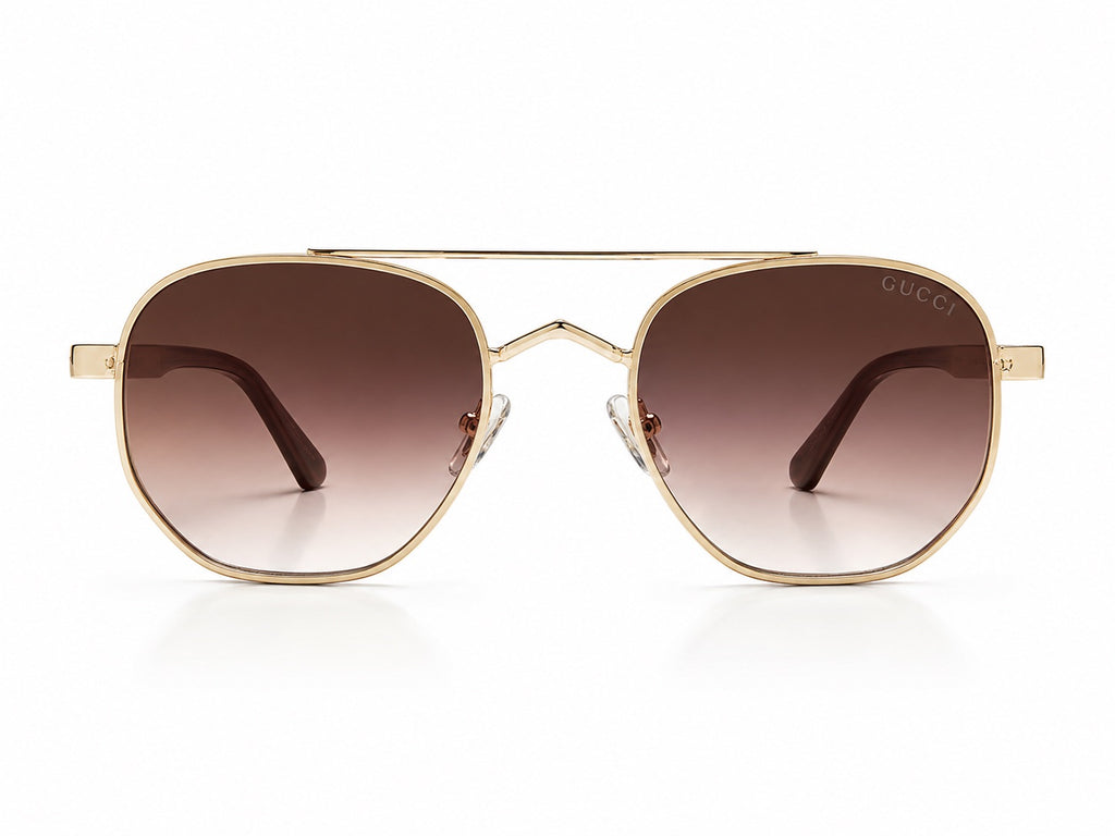 Gucci Aviator Sunglasses - Gold / Brown