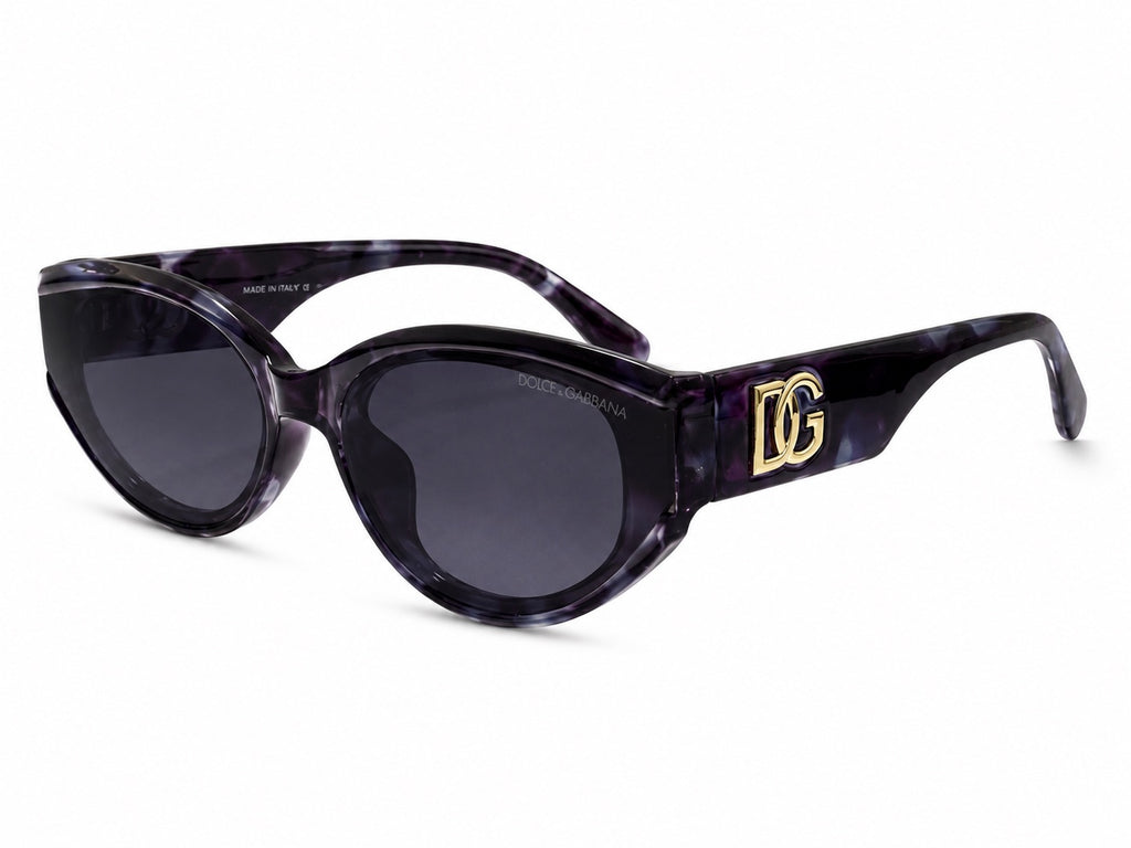 Dolce & Gabbana DG Oval Sunglasses - Purple Tortoise / Gold