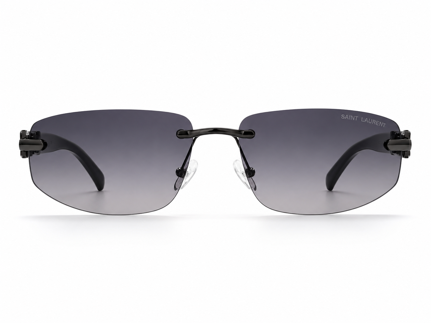 Saint Laurent Rimless Rectangle Sunglasses - Black / Grey