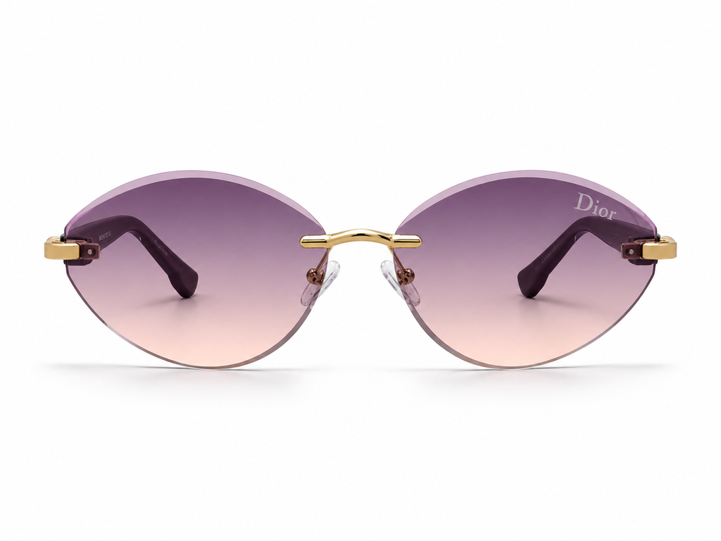 Dior Rimless Oval Sunglasses - Gold / Purple Pink Gradient