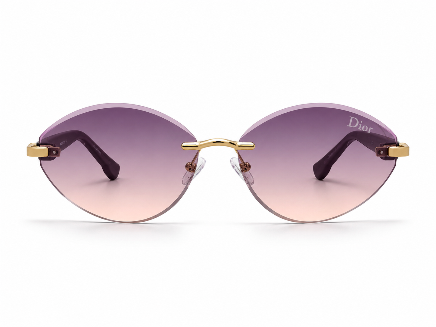 Dior Rimless Oval Sunglasses - Gold / Purple Pink Gradient