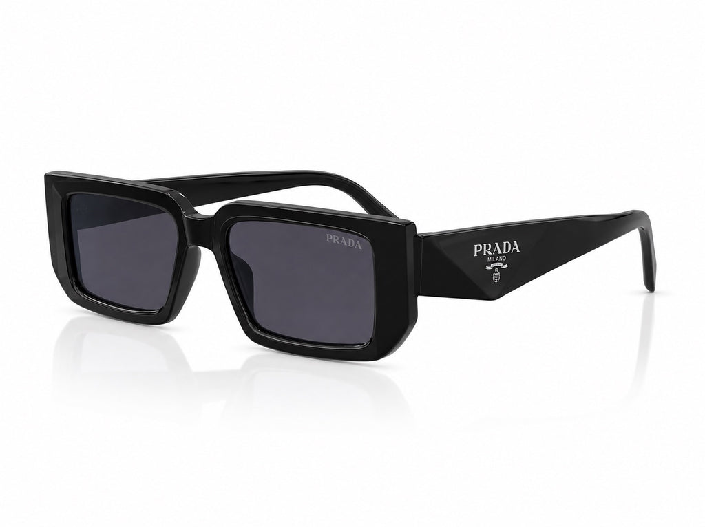 Prada Rectangle Sunglasses - Black / Grey