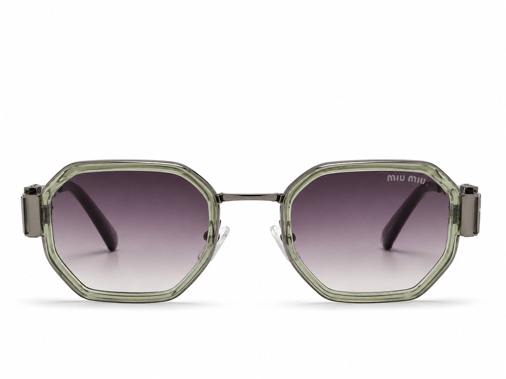 Miu Miu Geometric Sunglasses - Transparent Green / Gunmetal