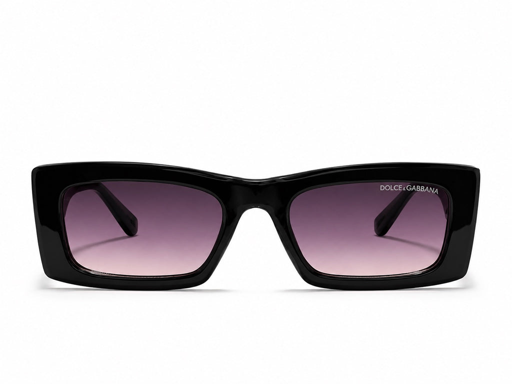 Dolce & Gabbana DG Rectangle Sunglasses - Black / Gold