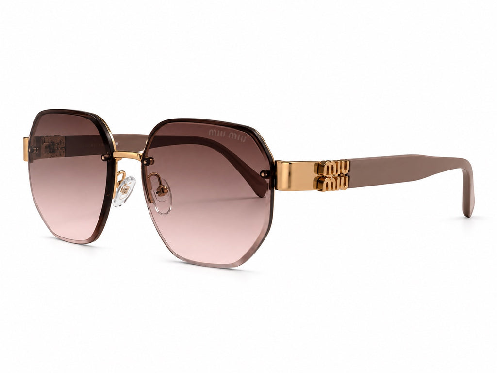 Miu Miu Logo Sunglasses - Brown / Gold