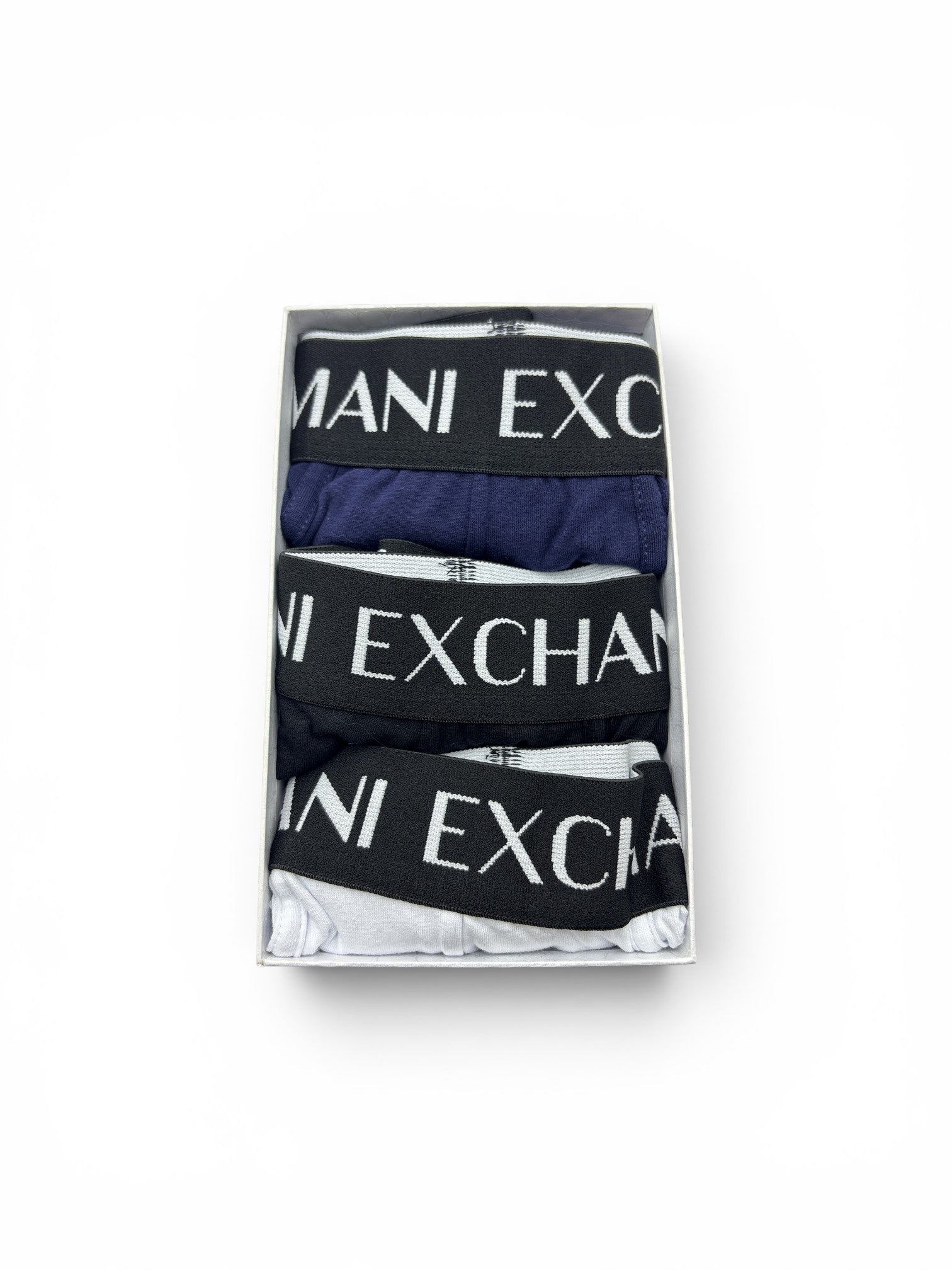 Armani Exchange 3-Pack Stretch Cotton Boxers - Navy / Black / White