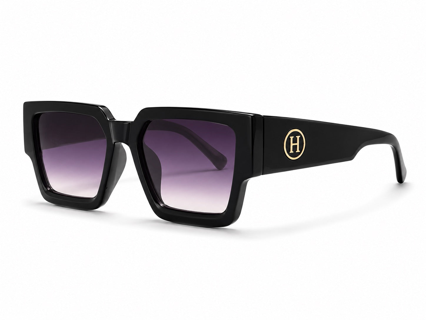 Hermès H Logo Square Sunglasses - Black / Purple