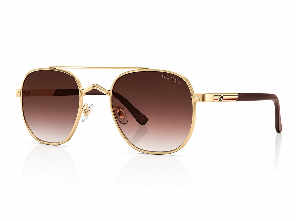 Gucci Aviator Sunglasses - Gold / Brown