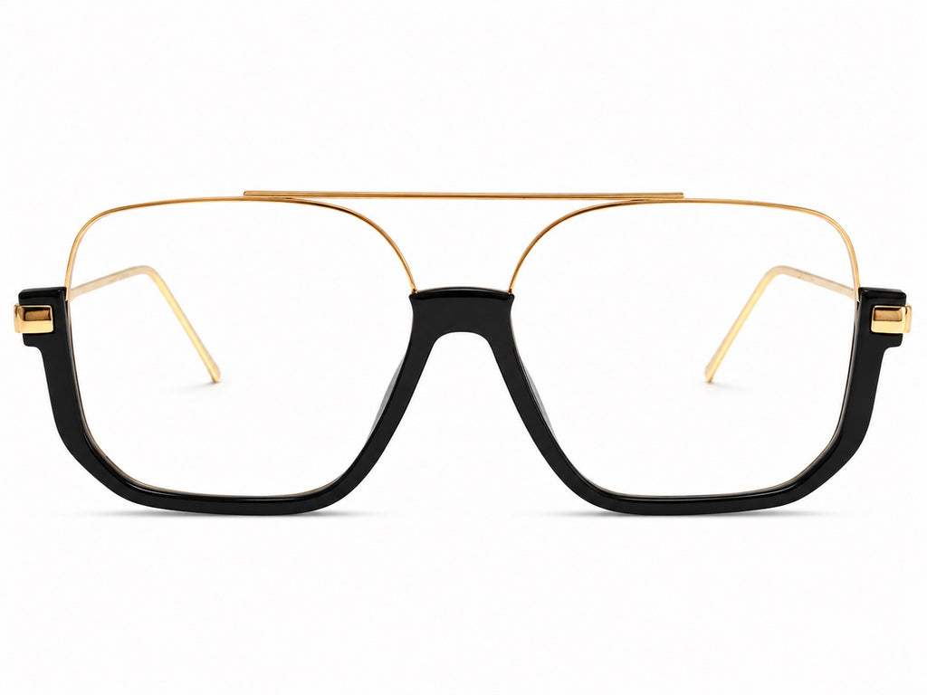 Black & Gold Square Optical Glasses