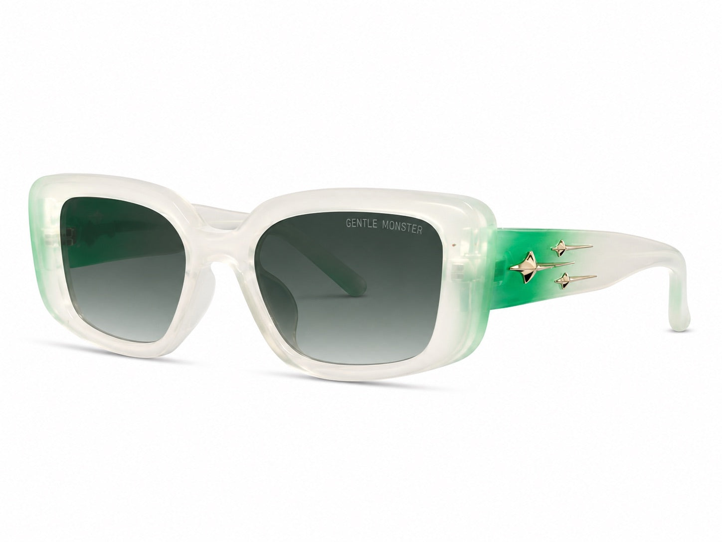 Gentle Monster Verse W2 Cat-Eye Sunglasses - White / Green