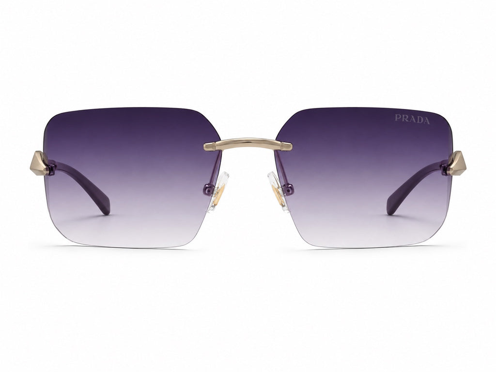 Prada Rimless Shield Sunglasses - Purple Gradient / Gold