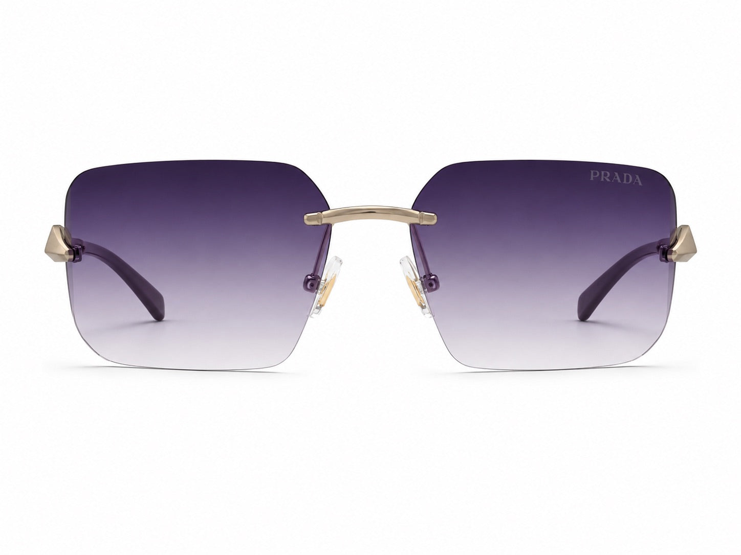 Prada Rimless Shield Sunglasses - Purple Gradient / Gold