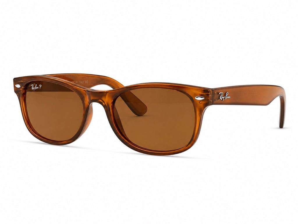 Ray-Ban Polarized Square Sunglasses - Transparent Brown / Amber