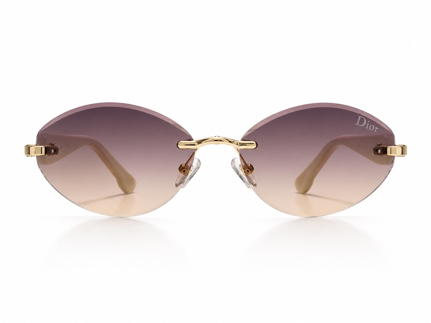 Dior Rimless Oval Sunglasses - Gold / Purple Gradient