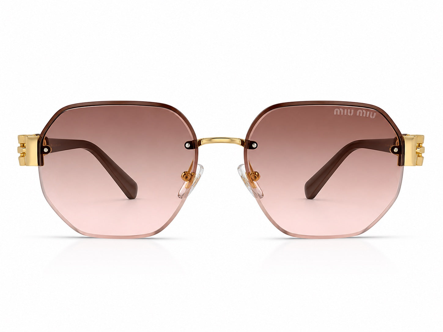 Miu Miu Logo Sunglasses - Brown / Gold