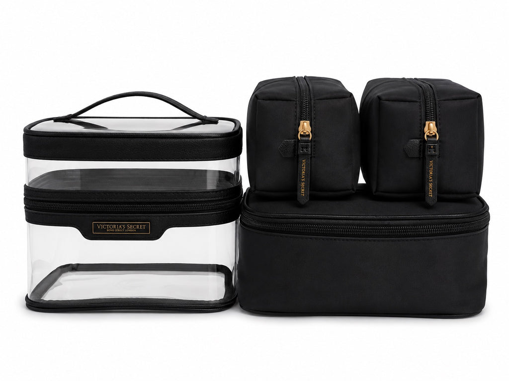 Victoria’s Secret 4-Piece Travel Cosmetic Bag Set Black