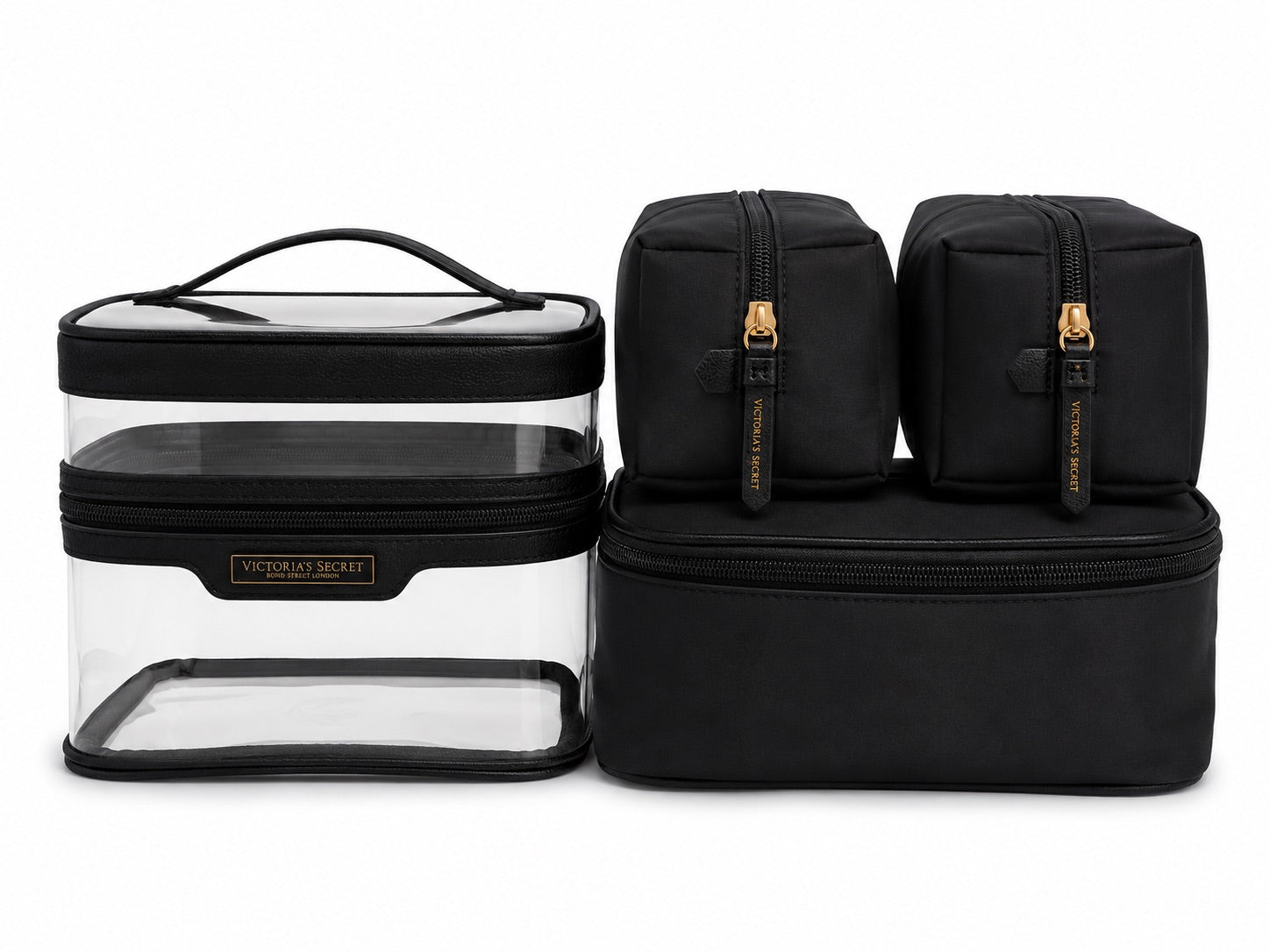 Victoria’s Secret 4-Piece Travel Cosmetic Bag Set Black