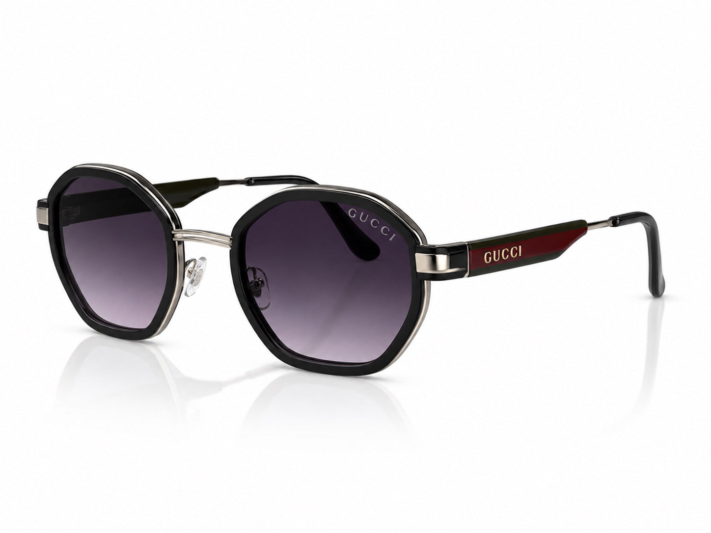 Gucci Geometric Sunglasses - Black / Burgundy