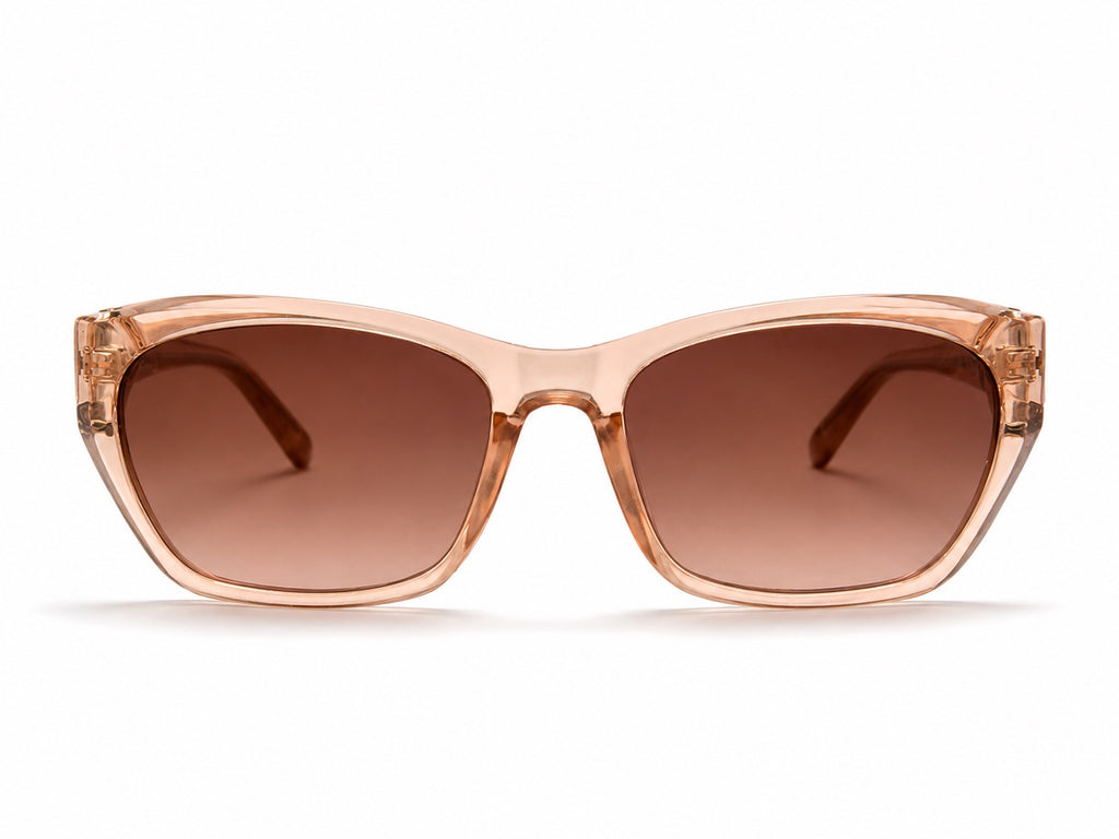 Miu Miu Geometric Sunglasses - Transparent Champagne Peach / Brown