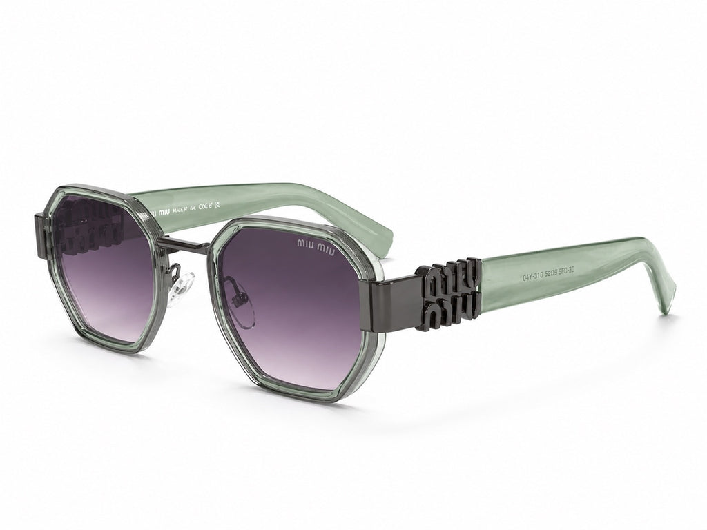 Miu Miu Geometric Sunglasses - Transparent Green / Gunmetal