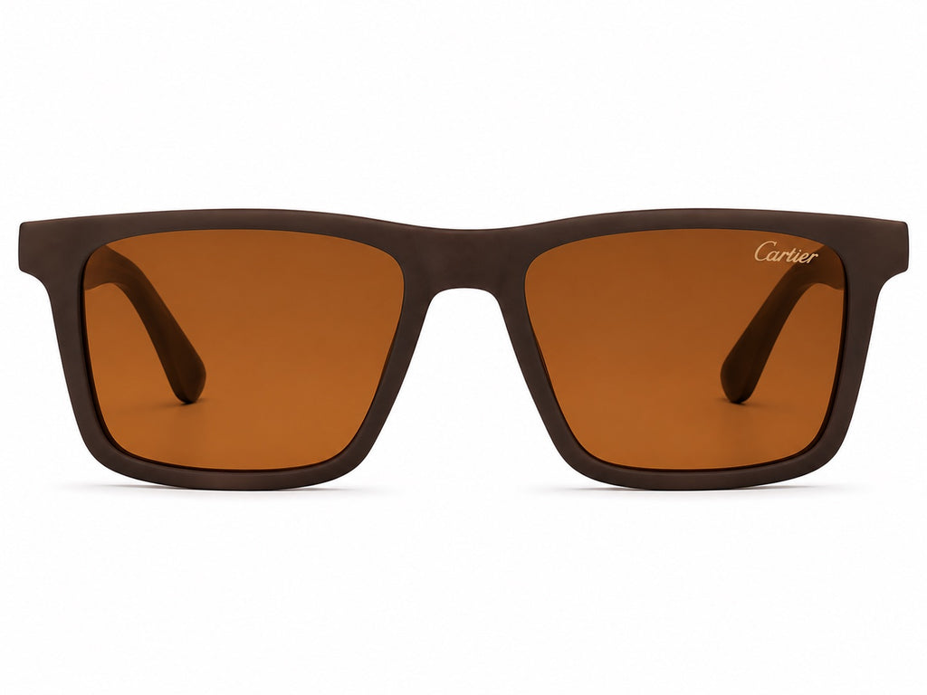 Cartier Rectangle Sunglasses - Dark Brown / Amber