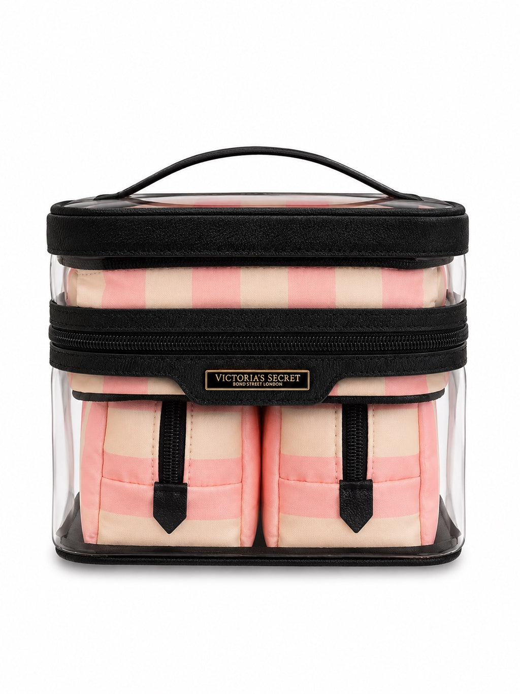 Victoria’s Secret 4-Piece Travel Cosmetic Bag Set Pink Stripe