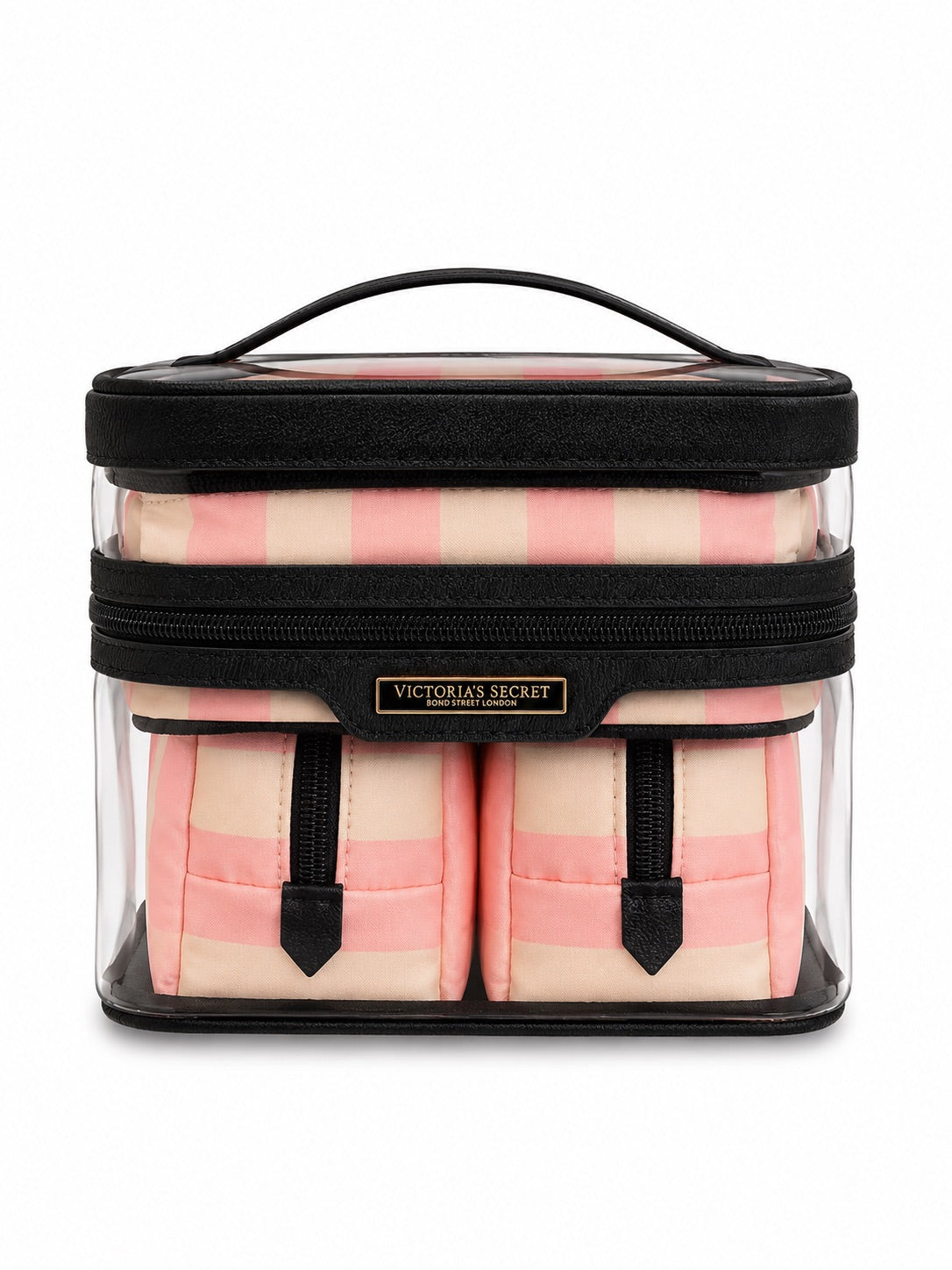 Victoria’s Secret 4-Piece Travel Cosmetic Bag Set Pink Stripe