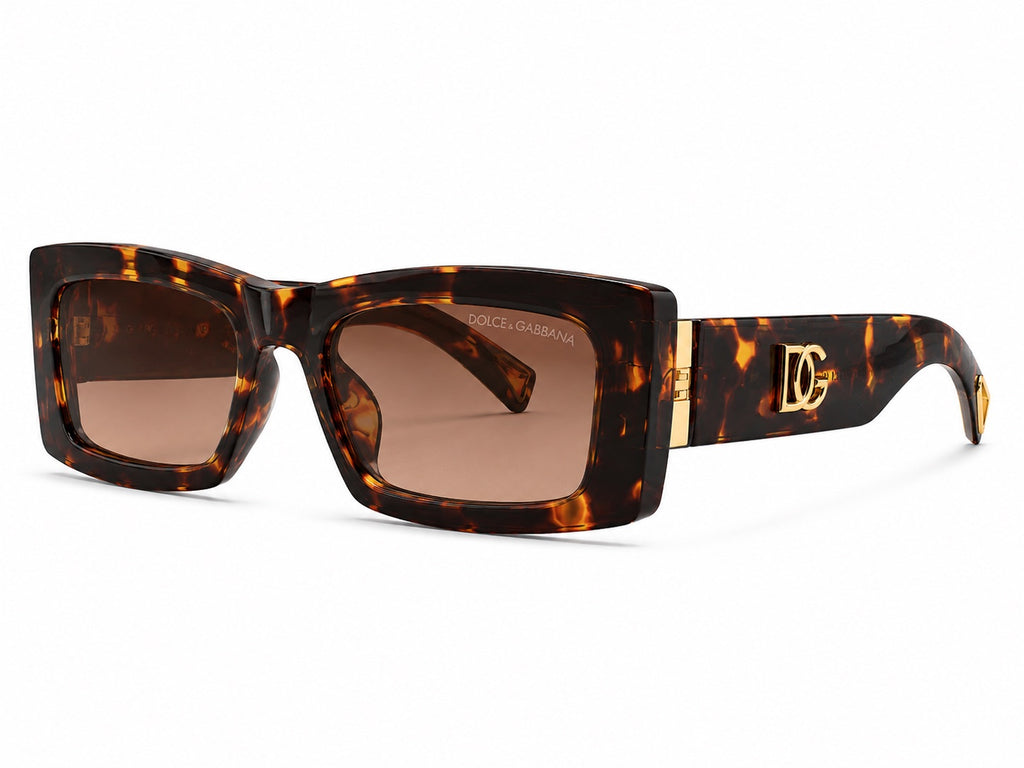 Dolce & Gabbana DG Rectangle Sunglasses - Brown Tortoise