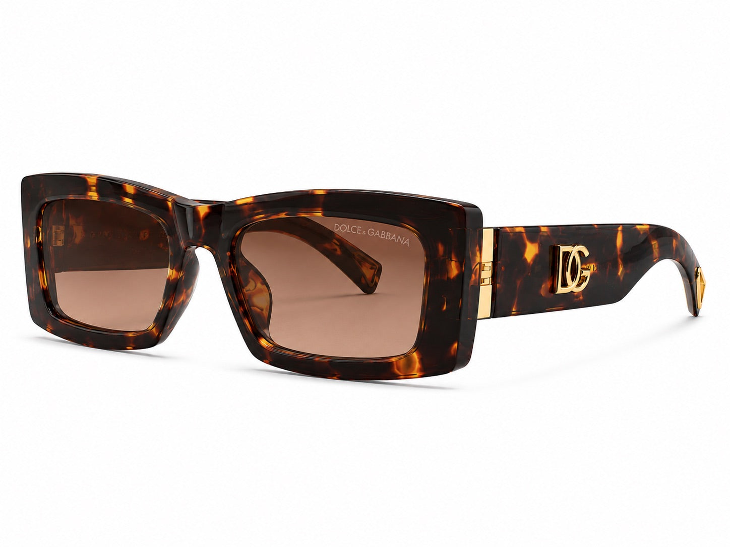 Dolce & Gabbana DG Rectangle Sunglasses - Brown Tortoise