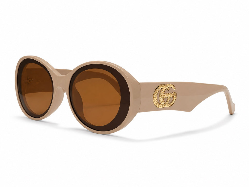 Gucci GG Oval Sunglasses - Nude Beige / Brown