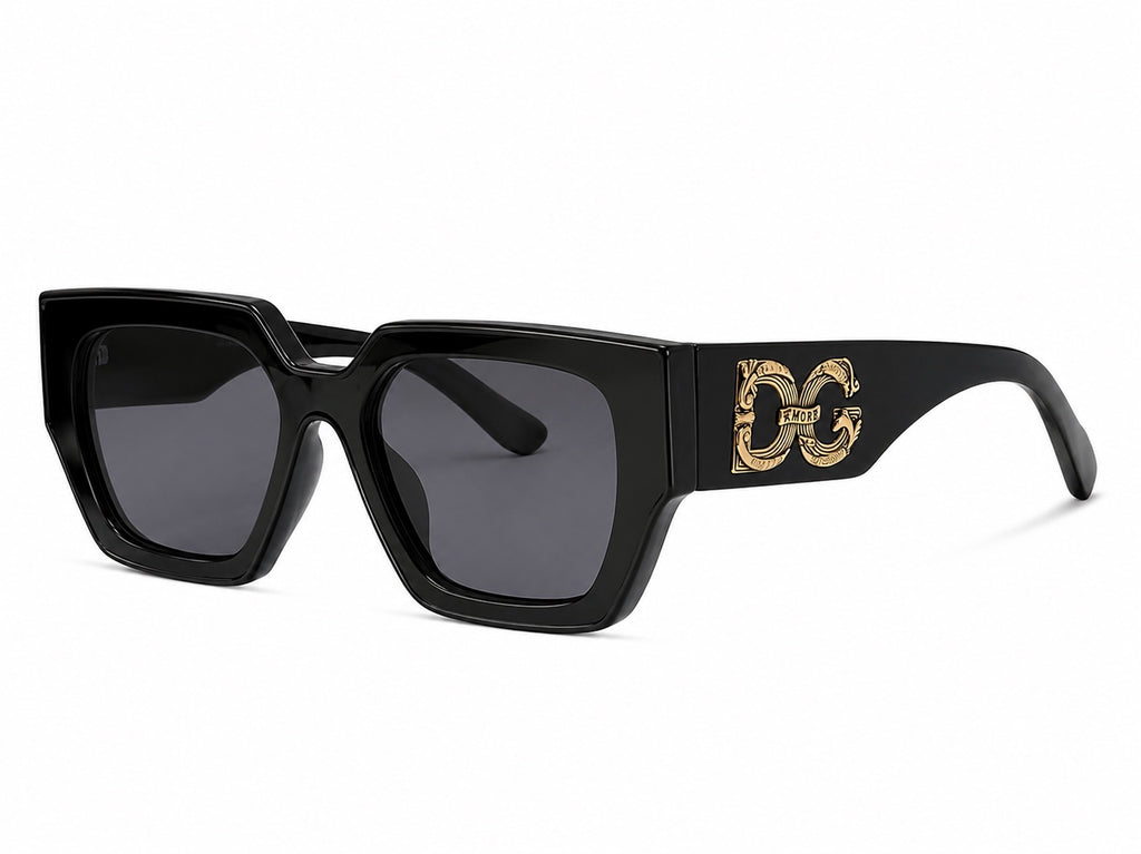Dolce & Gabbana DG Oversized Square Sunglasses - Black / Gold