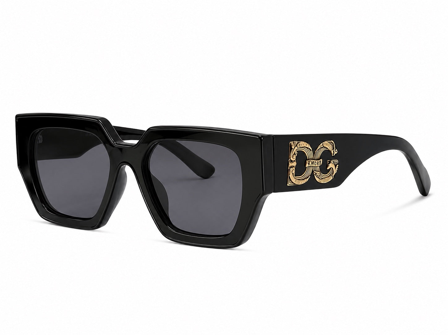 Dolce & Gabbana DG Oversized Square Sunglasses - Black / Gold
