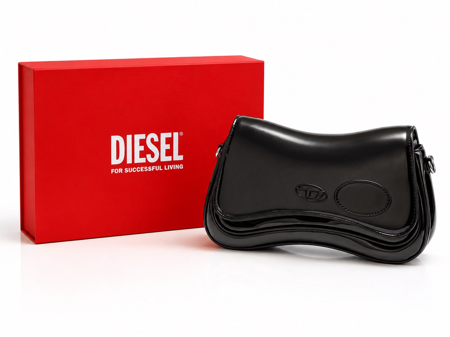 Diesel Play-Glossy Crossbody Bag - Black