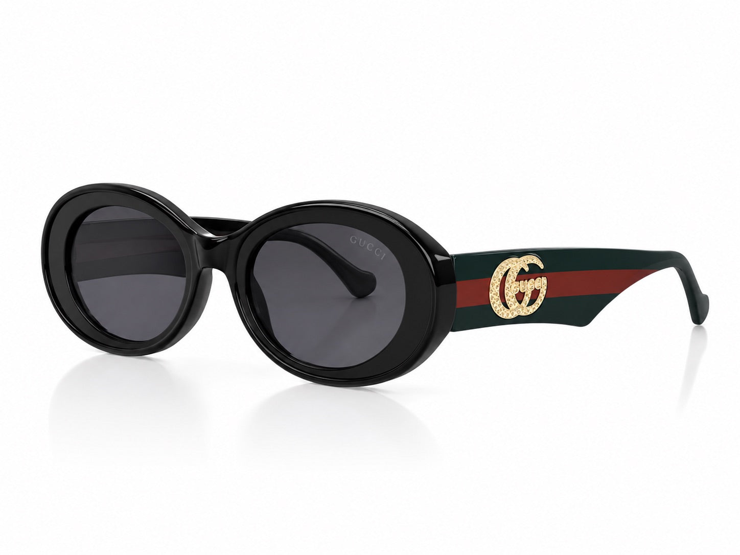 Gucci GG Oval Sunglasses - Black / Green Red
