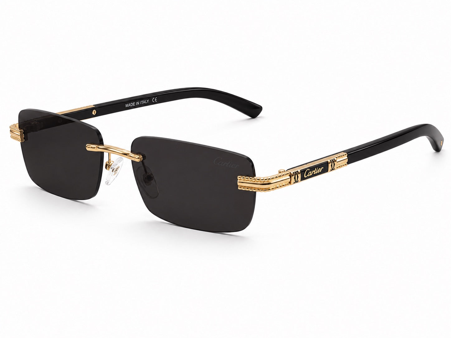 Cartier Rimless Rectangle Sunglasses - Black / Gold