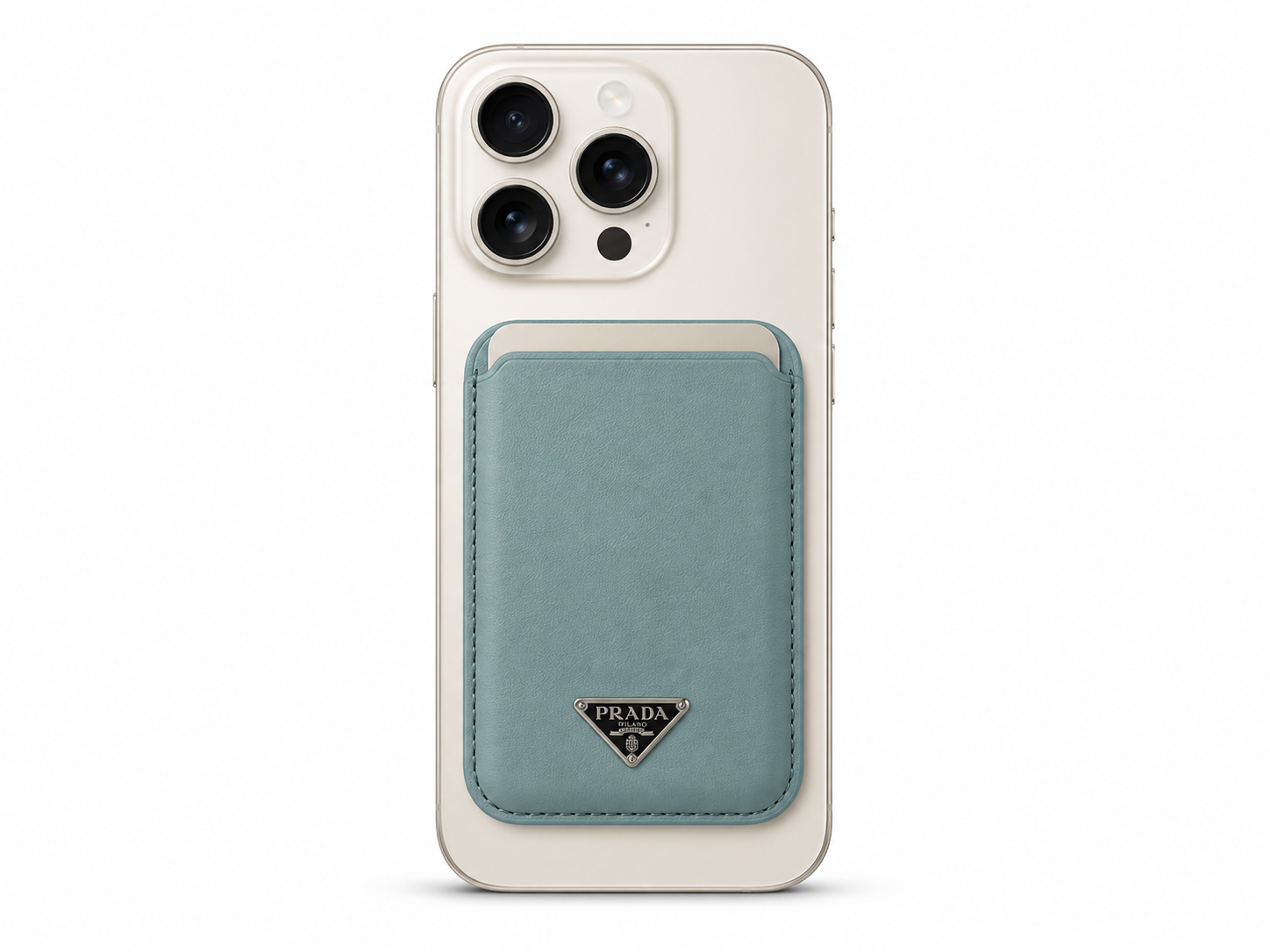 Prada Saffiano Leather Smartphone Card Holder - Light Blue