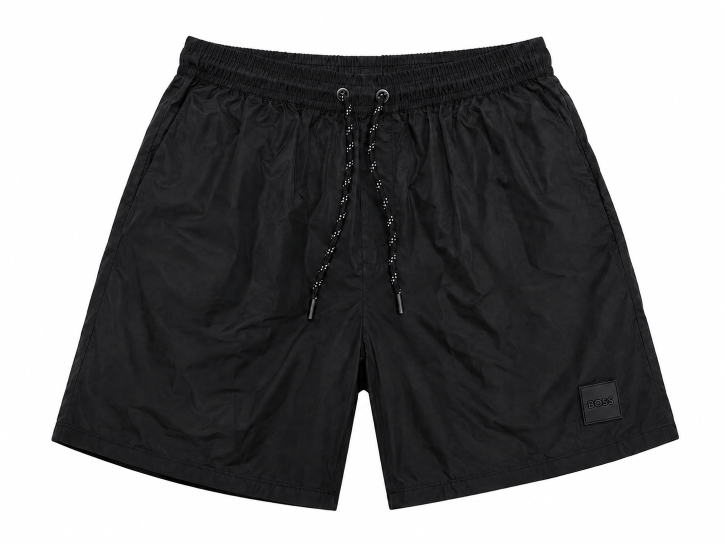 BOSS Swim Shorts With 3D Logo Embroidery - Black