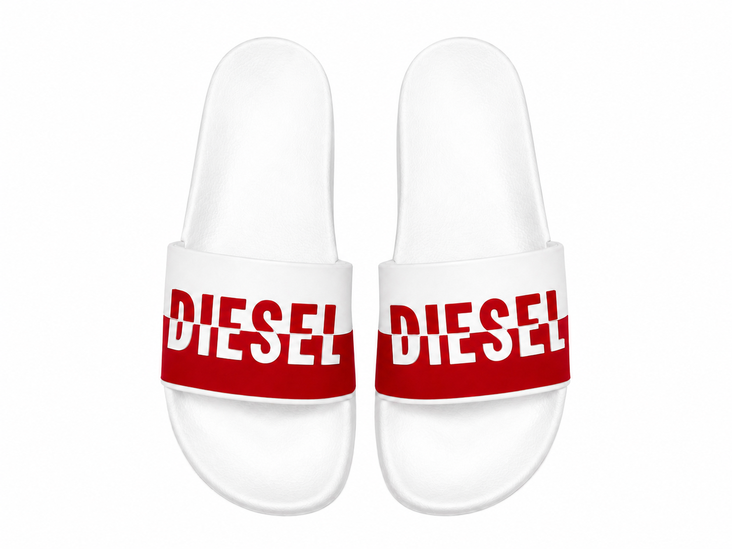 Diesel Logo Pool Slides - White / Red