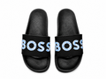 BOSS Logo Pool Slides - Black / Blue