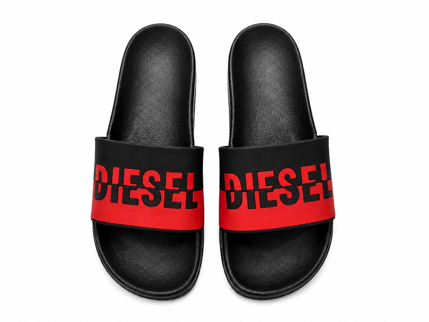 Diesel Logo Pool Slides - Black / Red