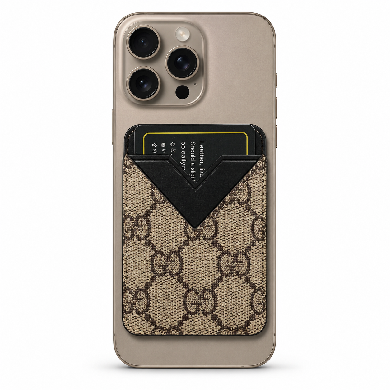 GG Supreme Style Phone Card Holder - Beige / Black