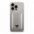 Prada Triangle Logo Metallic Leather Phone Card Holder - Silver