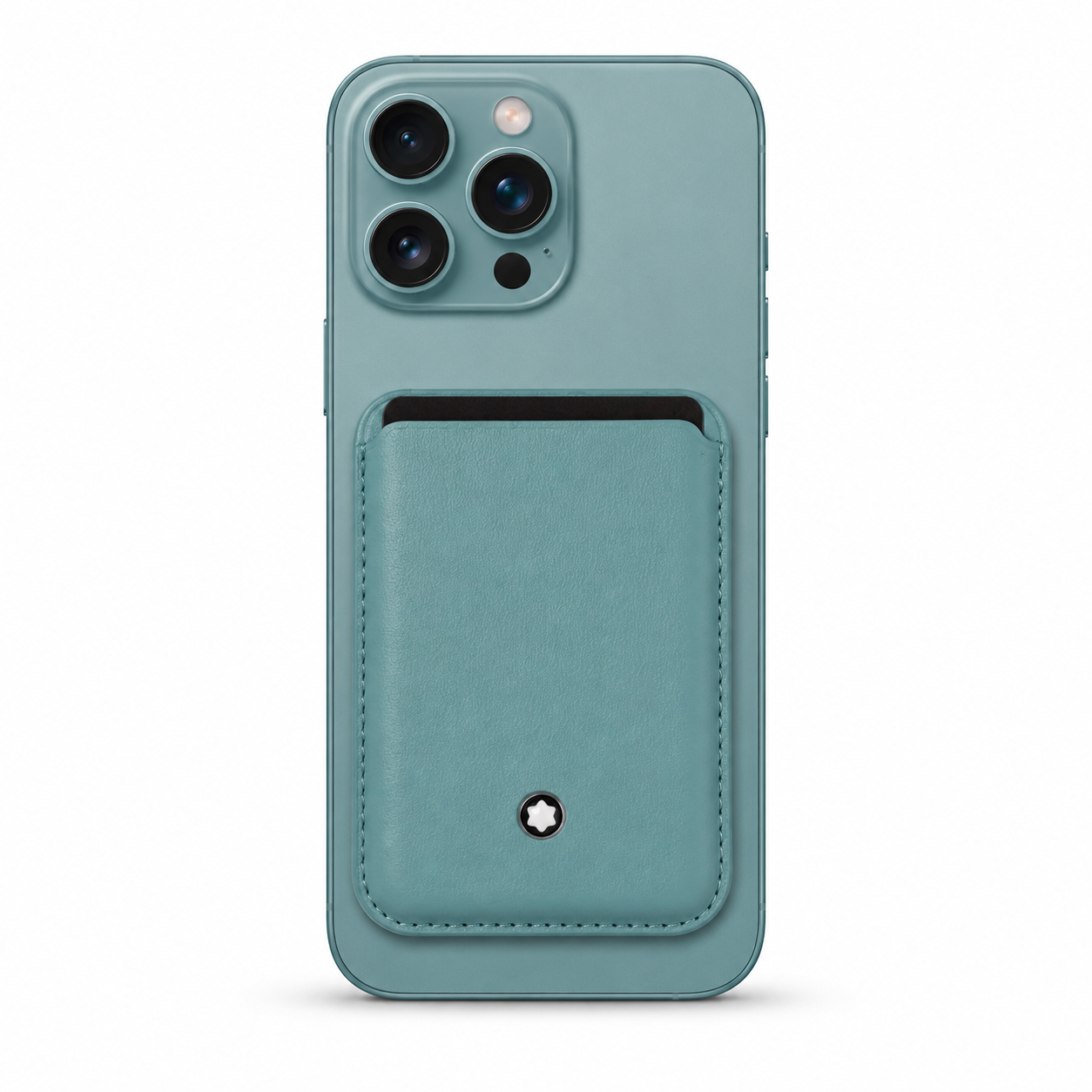 Montblanc Style Leather Phone Card Holder - Light Blue