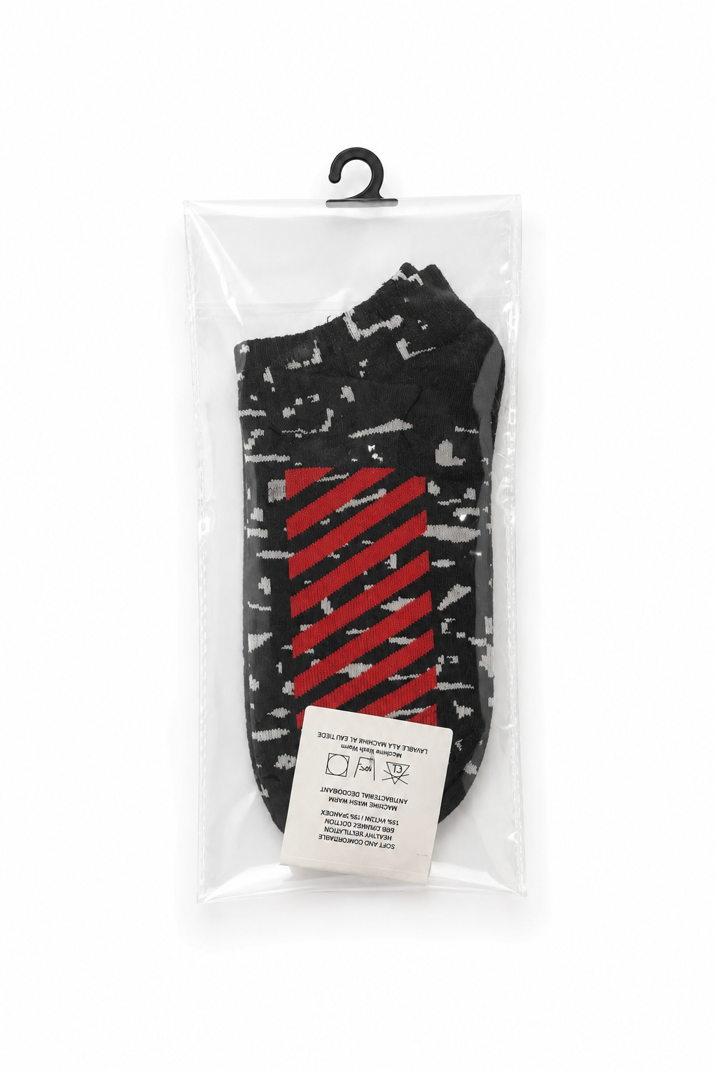 Off-White Diag Vulcanized Ankle Socks - Black / Red