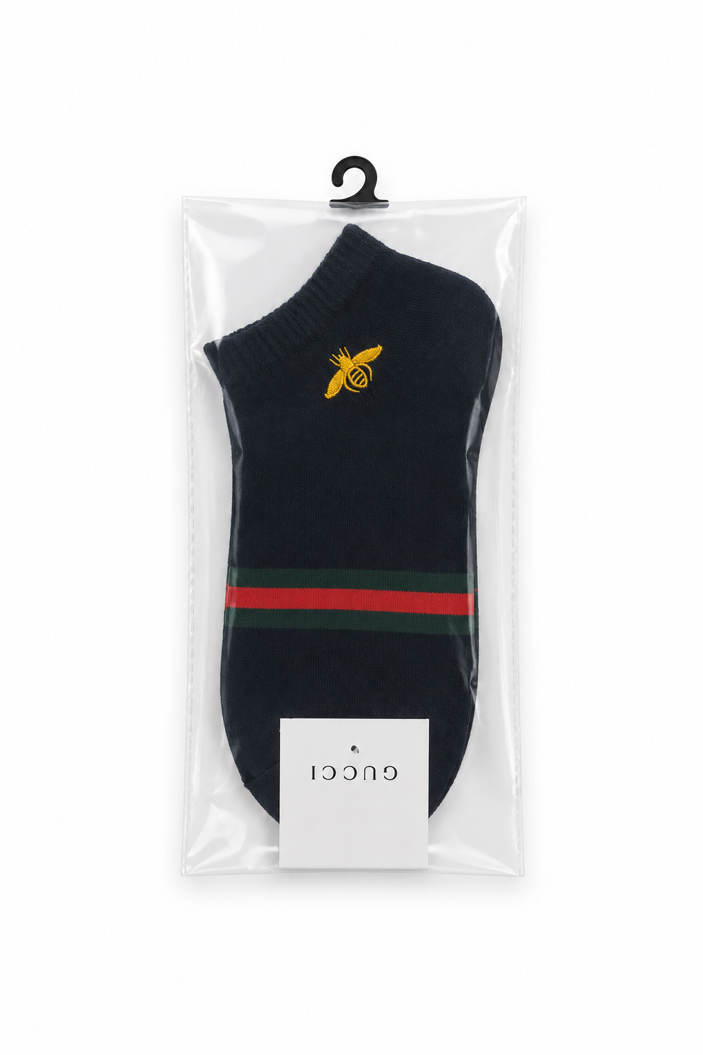 Gucci Style Bee Web Ankle Socks - Black