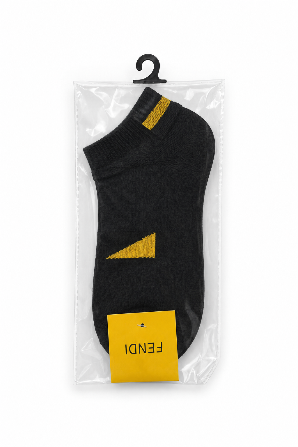 Fendi Style Ankle Socks - Black / Yellow